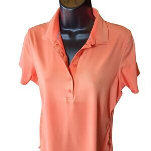 Peter Millar Golf Polo Shirt Womens Medium Coral Stretch Lightweight Activewear
